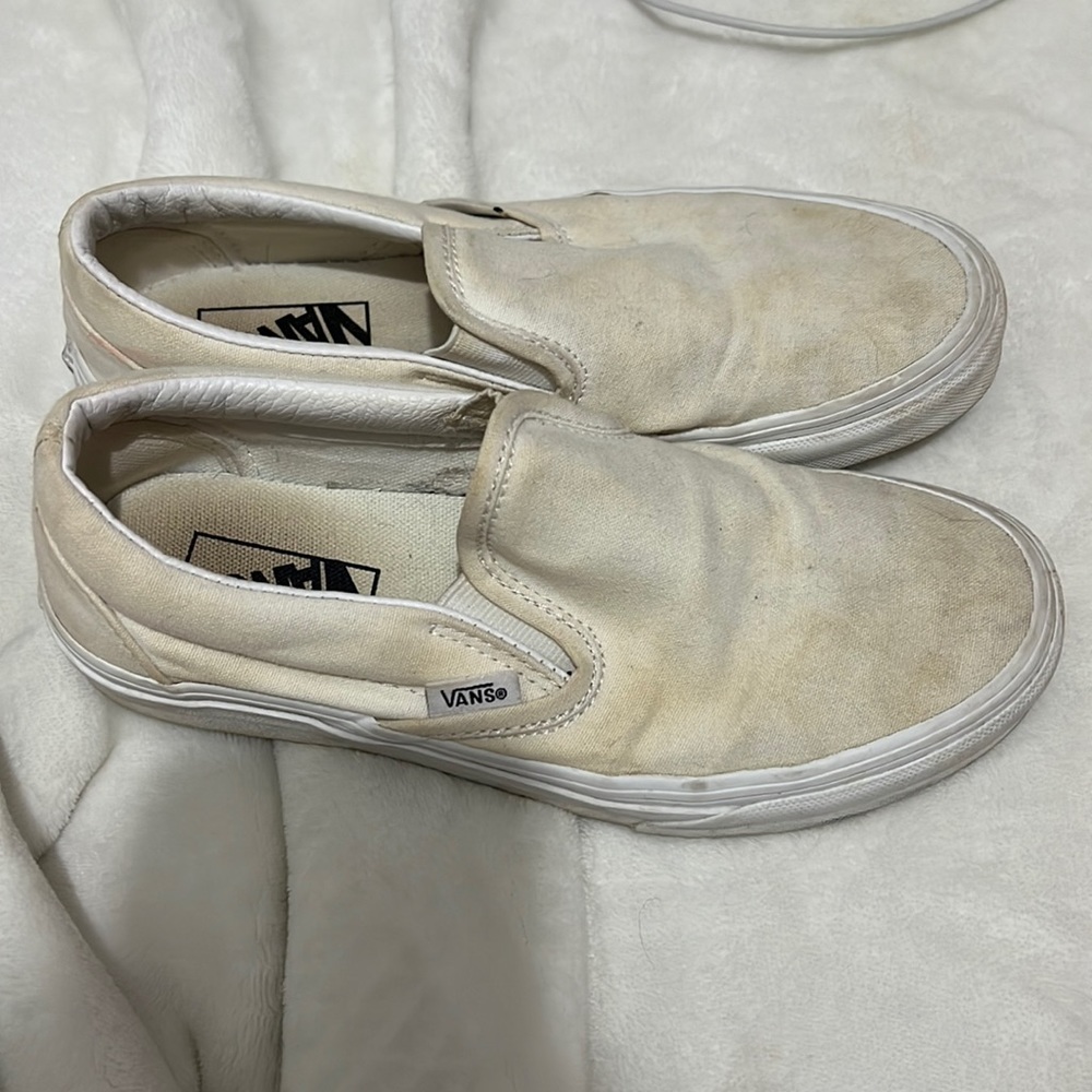 white slip on vans
